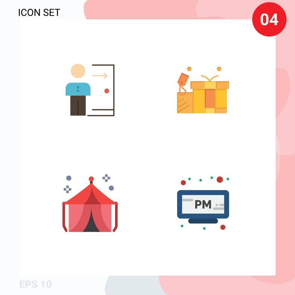 mobile interface plat icône ensemble de 4 pictogrammes de congédiement l'amour emploi personnel cirque modifiable vecteur conception éléments