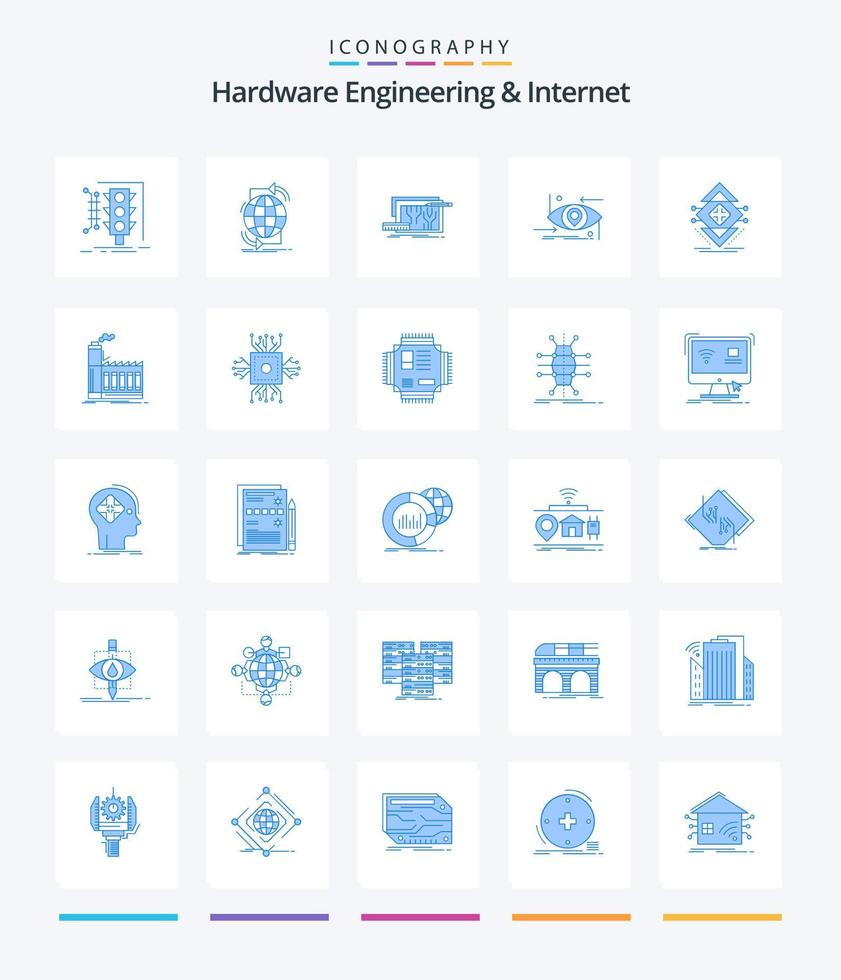 Créatif Matériel ingénierie et l'Internet 25 bleu icône pack tel comme gén. avancé. réseau. ingénierie. circuit vecteur