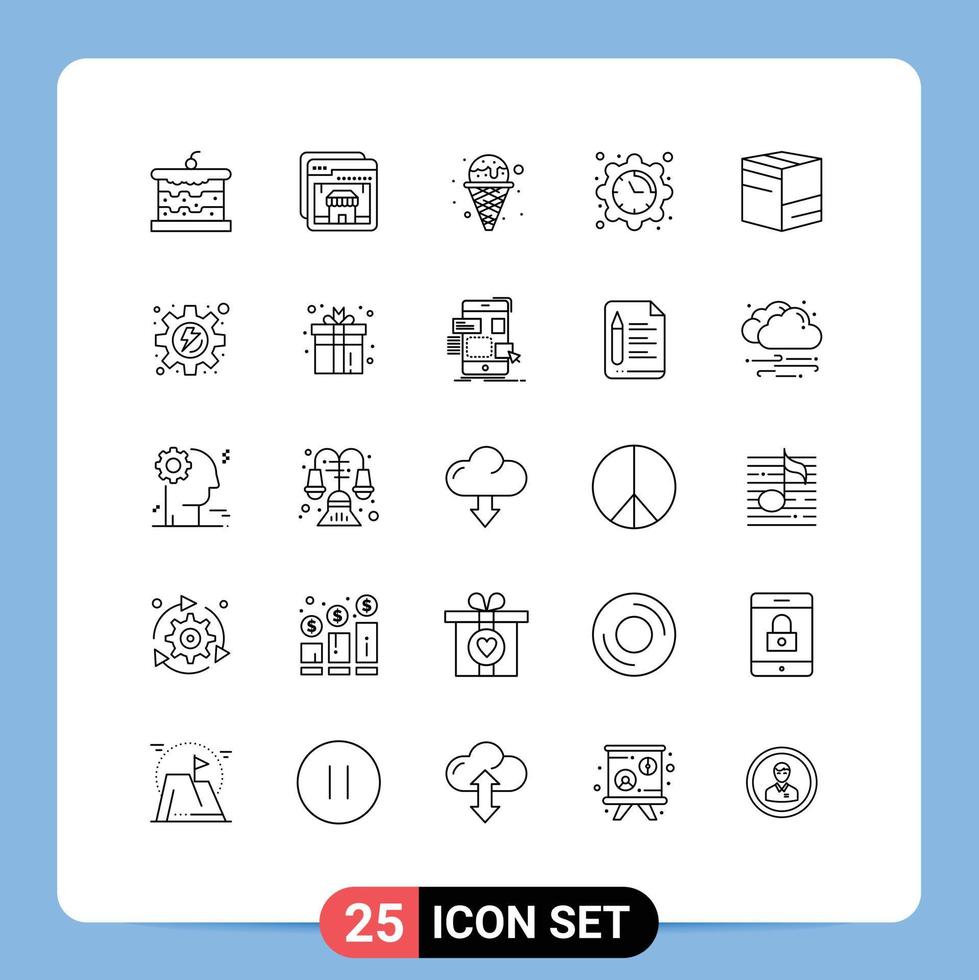 groupe de 25 moderne lignes ensemble pour Commerce temps crème Date réglage modifiable vecteur conception éléments