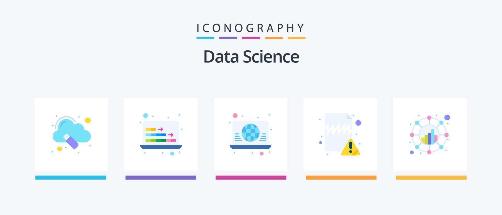 Les données science plat 5 icône pack comprenant analyse. déposer. connecter. erreur. la toile. Créatif Icônes conception vecteur