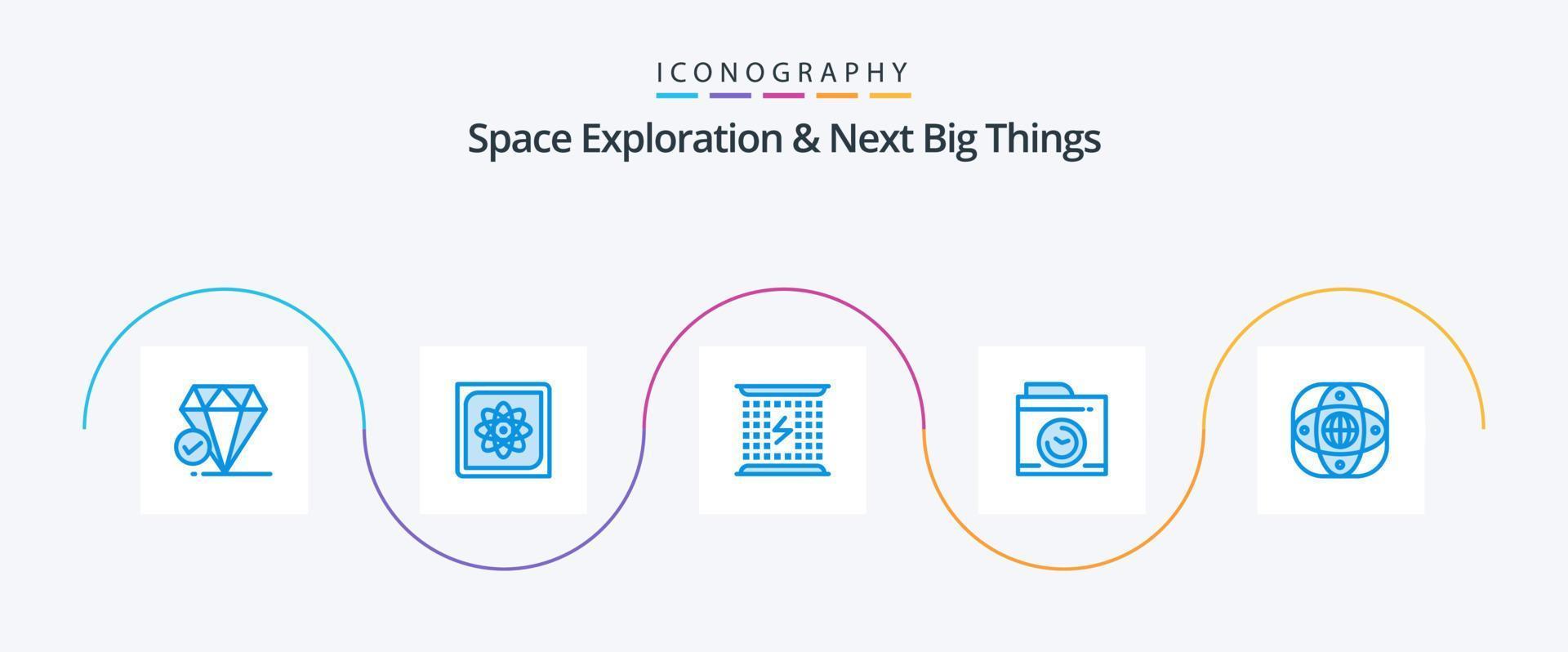 espace exploration et suivant gros des choses bleu 5 icône pack comprenant artificiel. image. avenir. caméra. électromagnétique vecteur