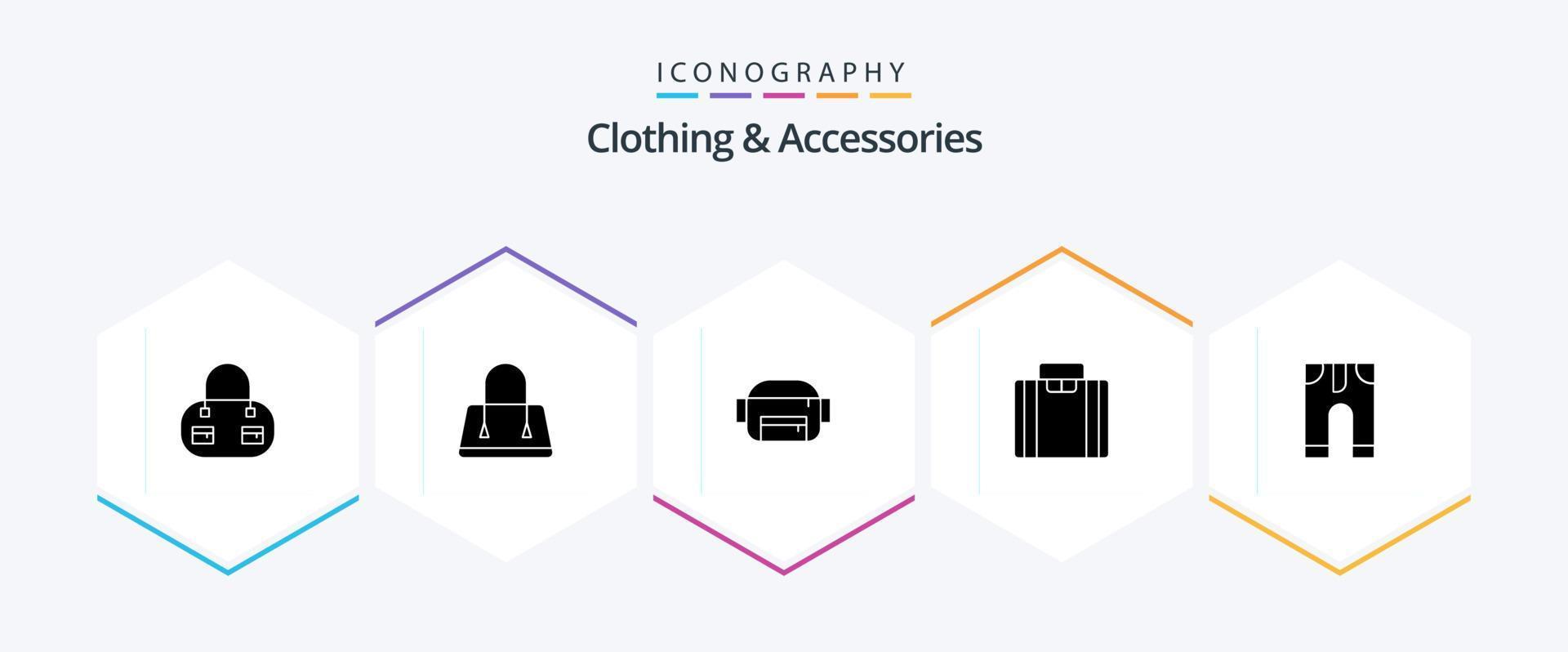 Vêtements et accessoires 25 glyphe icône pack comprenant . entreprise. . un pantalon vecteur