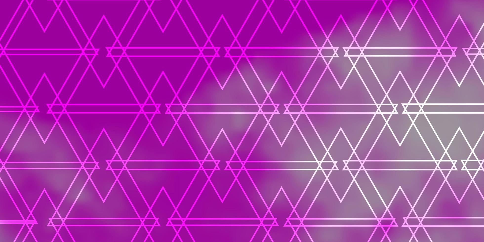 modèle vectoriel violet clair, rose avec des lignes, des triangles.
