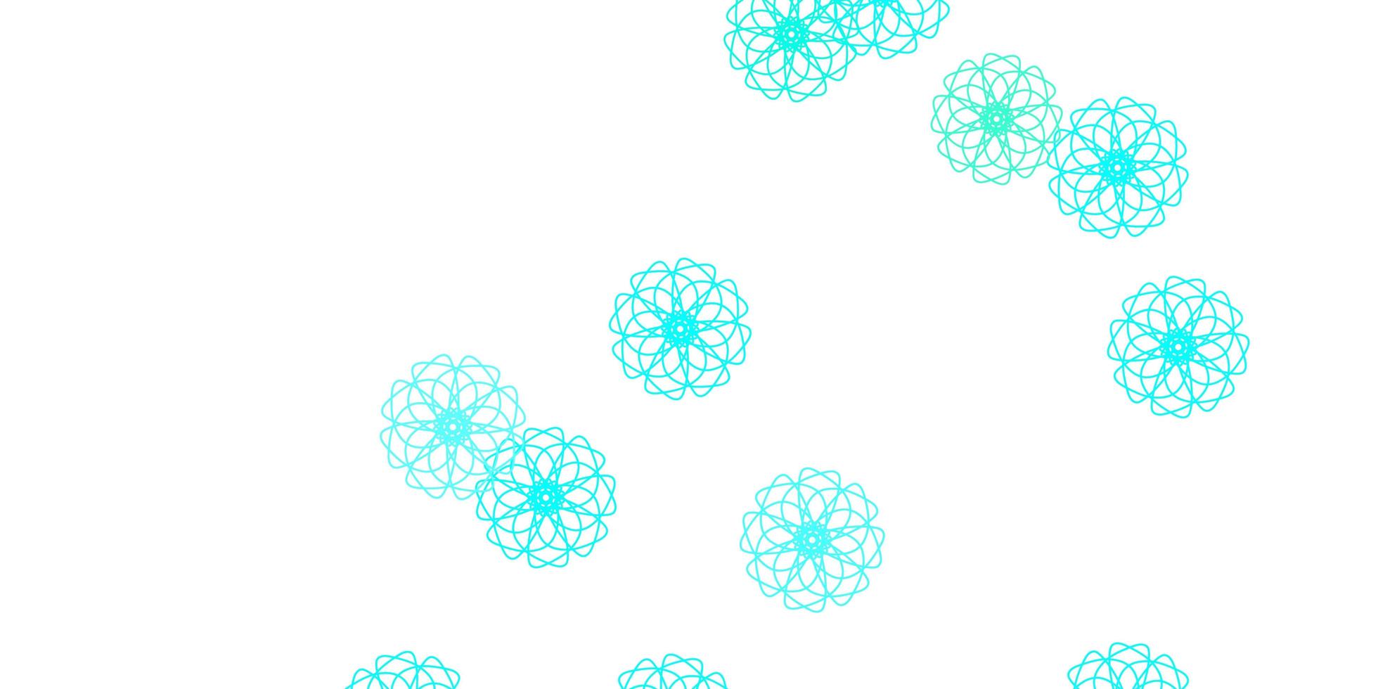 motif de doodle vecteur bleu clair, vert avec des fleurs