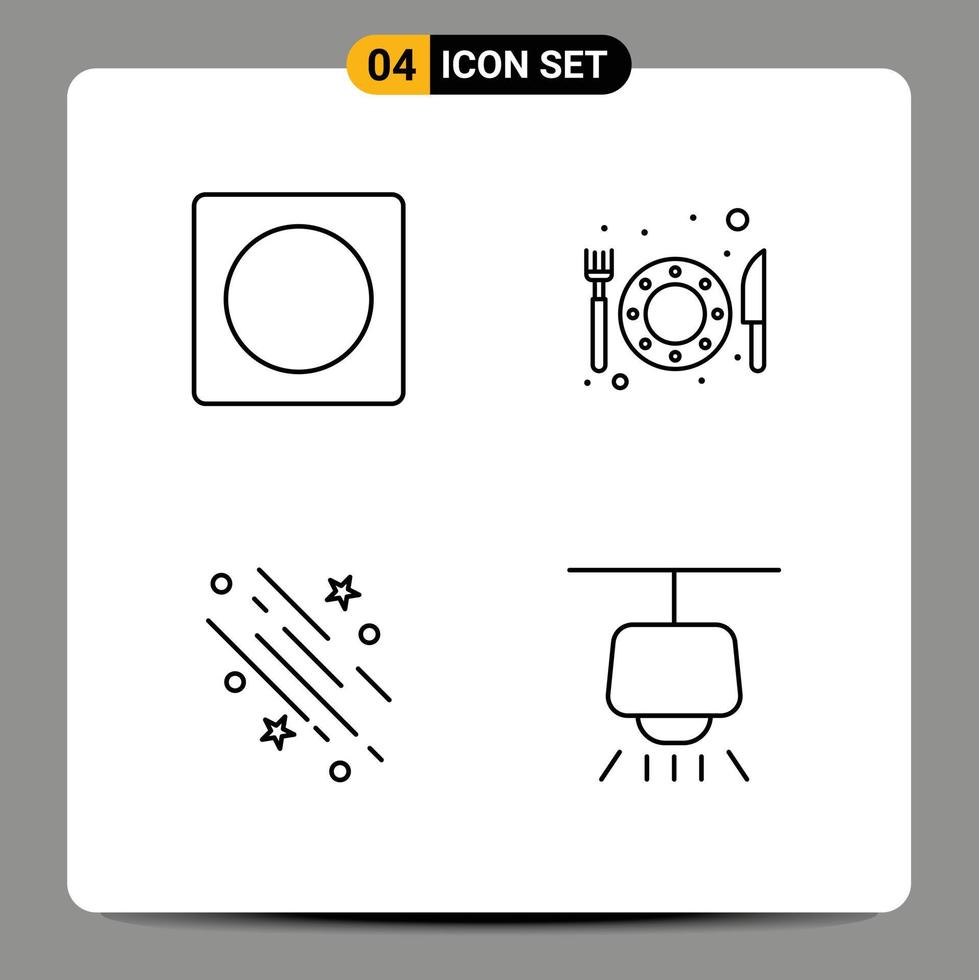 moderne ensemble de 4 ligne remplie plat couleurs et symboles tel comme Créatif chute recouvrir restaurant étoiles modifiable vecteur conception éléments