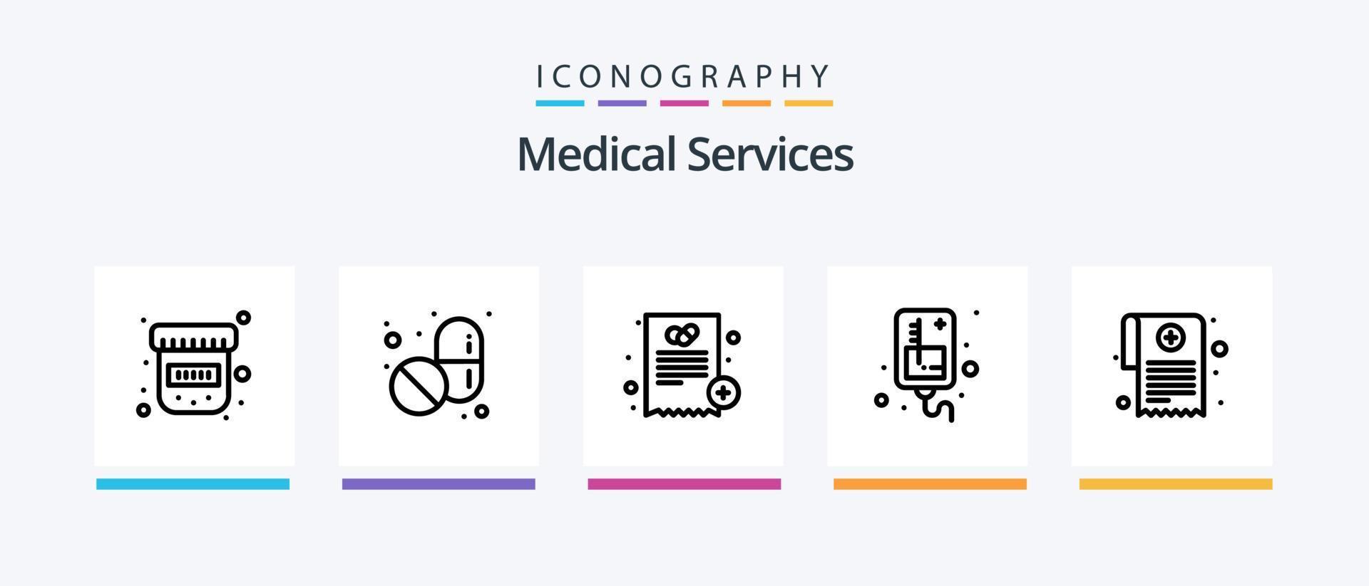 médical prestations de service ligne 5 icône pack comprenant opérateur. casque de musique. santé. médical. bandage. Créatif Icônes conception vecteur