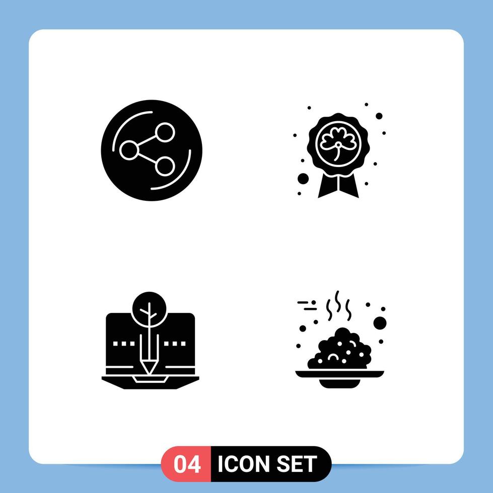 ensemble de 4 moderne ui Icônes symboles panneaux pour partager contenu journée Saint numérique modifiable vecteur conception éléments