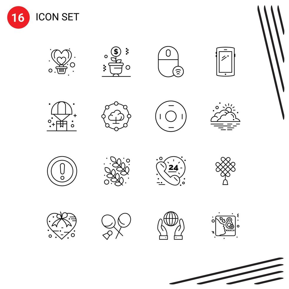ensemble de 16 moderne ui Icônes symboles panneaux pour mobile téléphone pot Souris gadget modifiable vecteur conception éléments