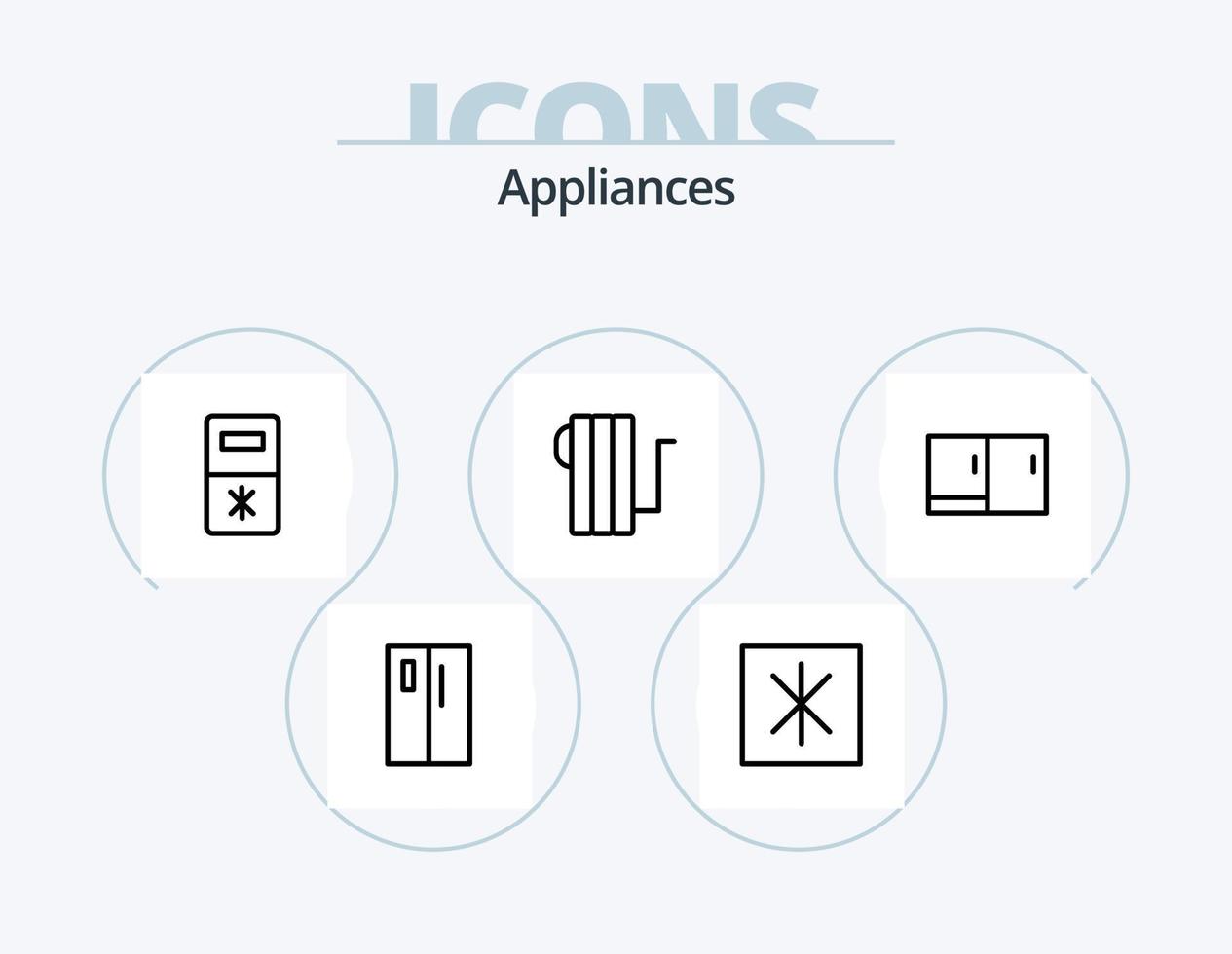 appareils électroménagers ligne icône pack 5 icône conception. la télé. électrique. intérieur. appareils électroménagers. Accueil vecteur