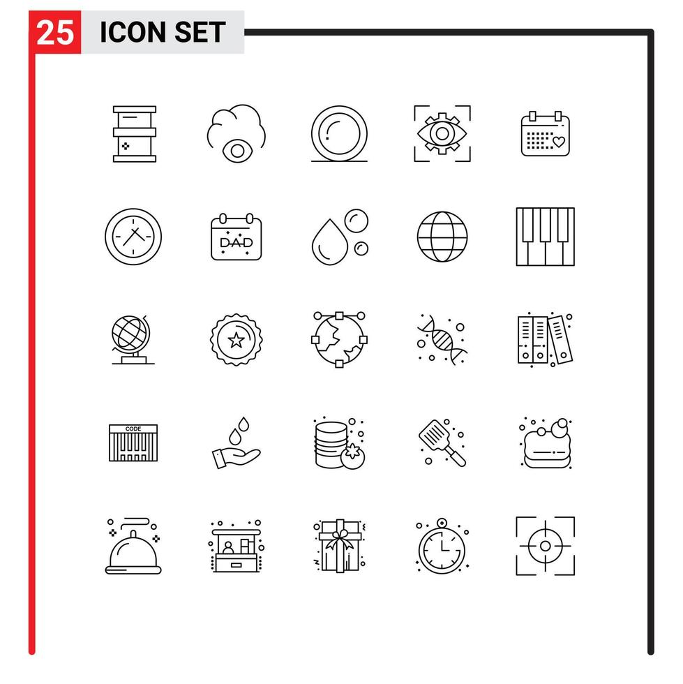 universel icône symboles groupe de 25 moderne lignes de journée vision nourriture vue concentrer modifiable vecteur conception éléments