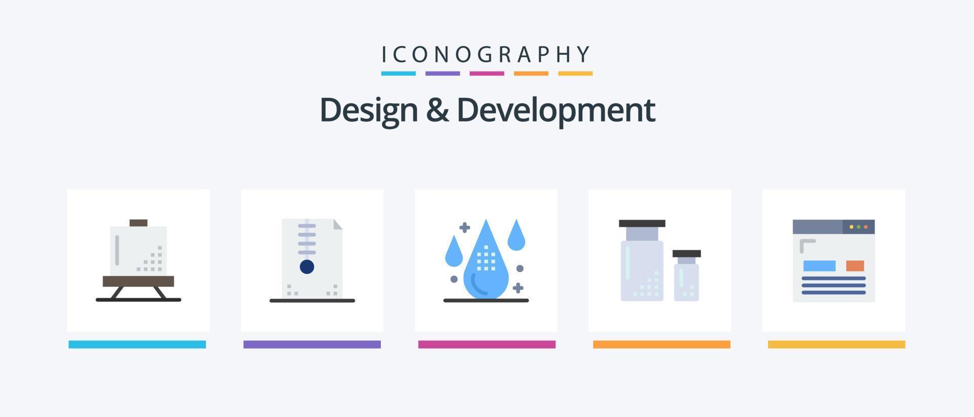 conception et développement plat 5 icône pack comprenant conception. codage. conception. goutte. conception. Créatif Icônes conception vecteur