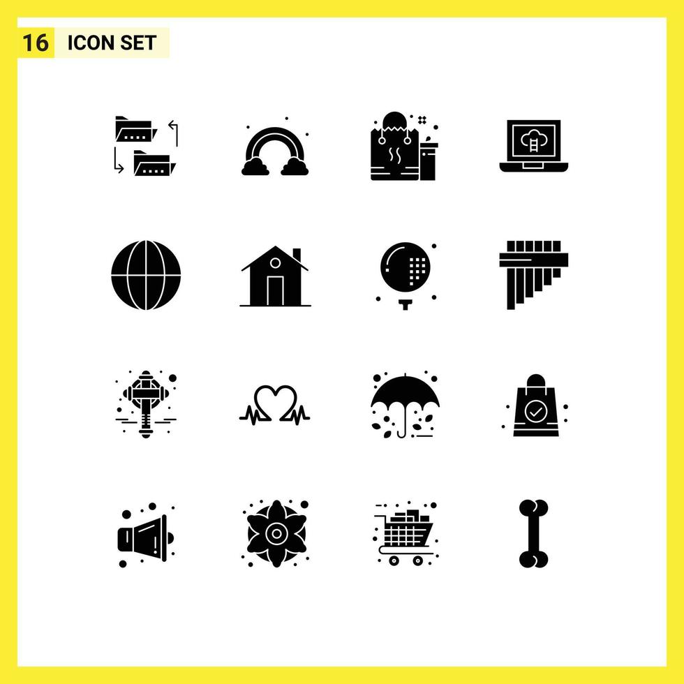 pack de 16 Créatif solide glyphes de Terre portable vague réalisations paquet modifiable vecteur conception éléments