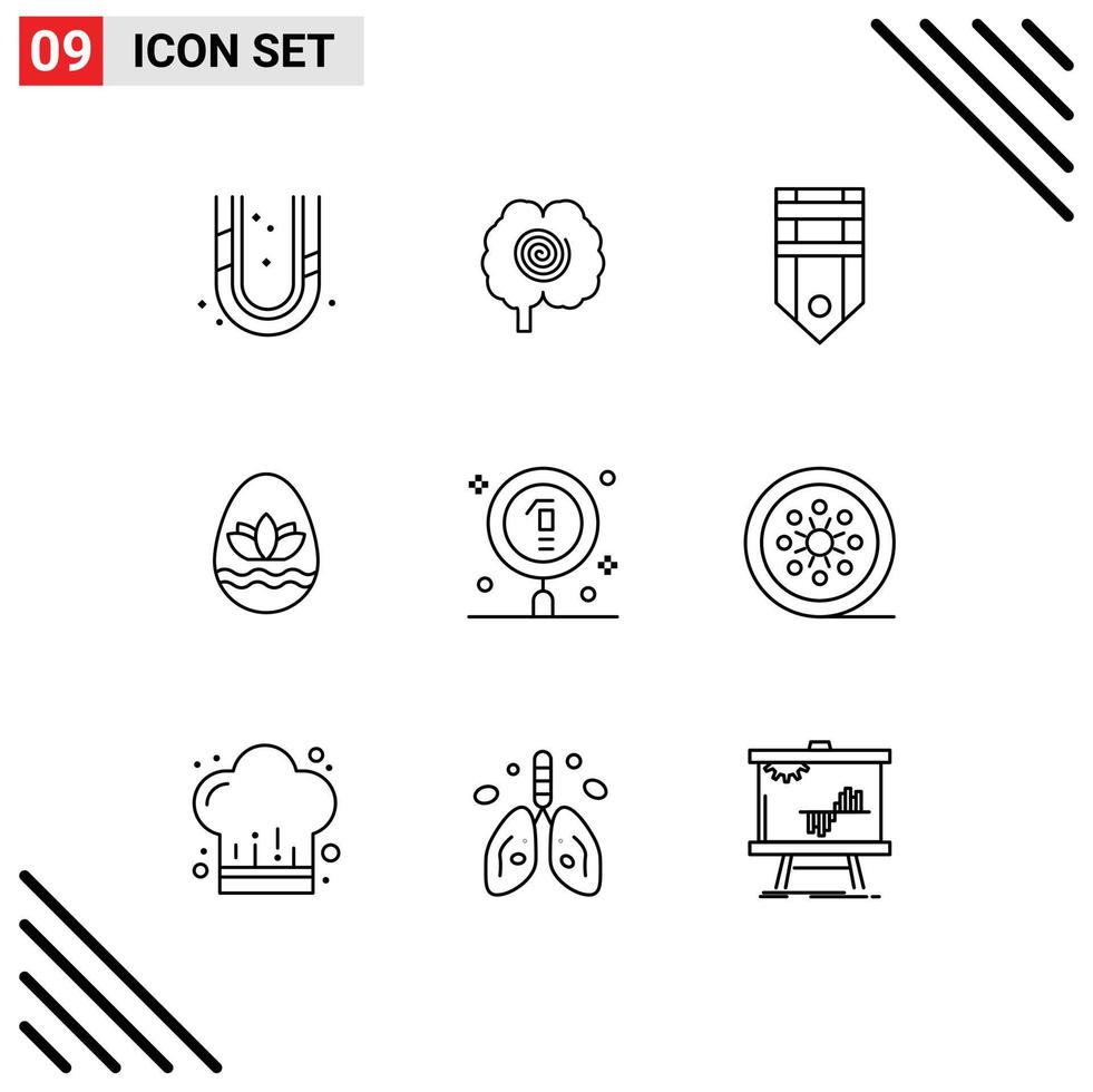 9 Créatif Icônes moderne panneaux et symboles de la biologie vacances badge Oeuf étiquette modifiable vecteur conception éléments