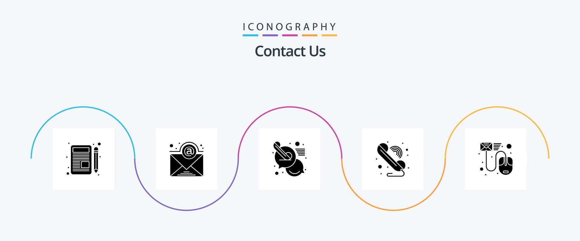 contact nous glyphe 5 icône pack comprenant déposer. données. discuter. Wifi. la communication vecteur