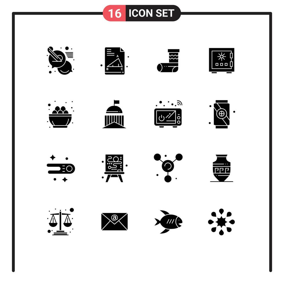 ensemble de 16 commercial solide glyphes pack pour Sécurité sûr Noël protection boîte modifiable vecteur conception éléments