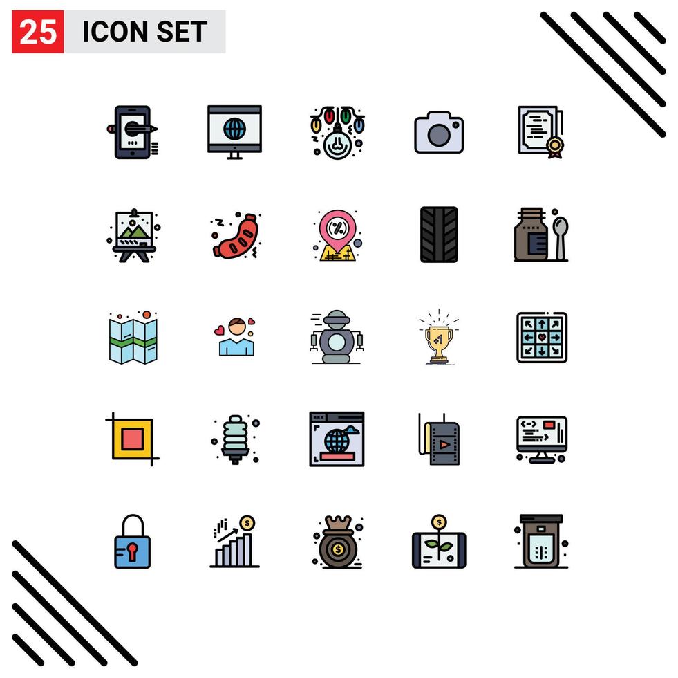 25 Créatif Icônes moderne panneaux et symboles de document caméra ampoule image Twitter modifiable vecteur conception éléments