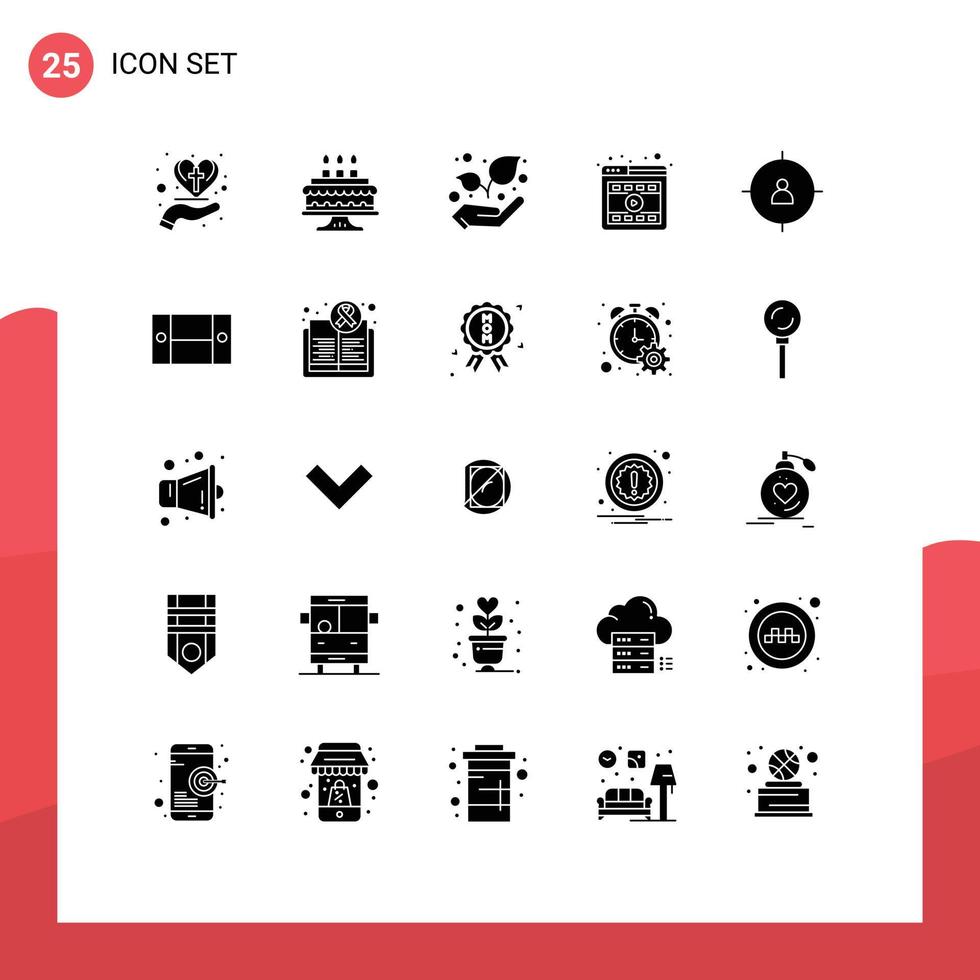moderne ensemble de 25 solide glyphes et symboles tel comme la gestion affaires éco en ligne joueur modifiable vecteur conception éléments