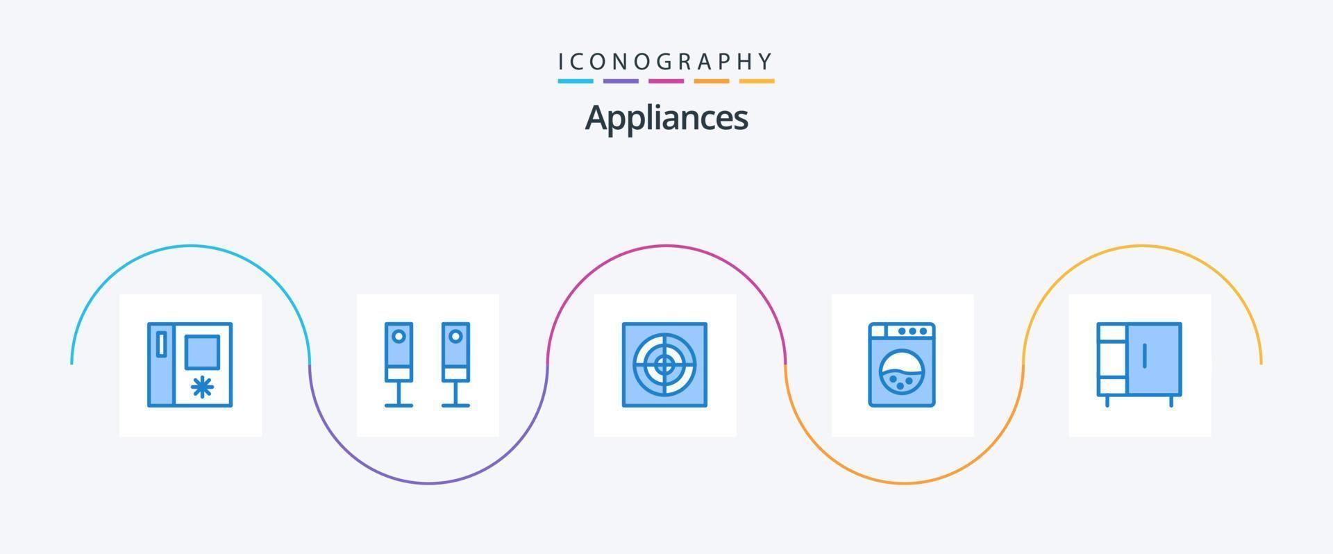 appareils électroménagers bleu 5 icône pack comprenant . garde-robe. extracteur. Accueil appareils électroménagers. meubles vecteur