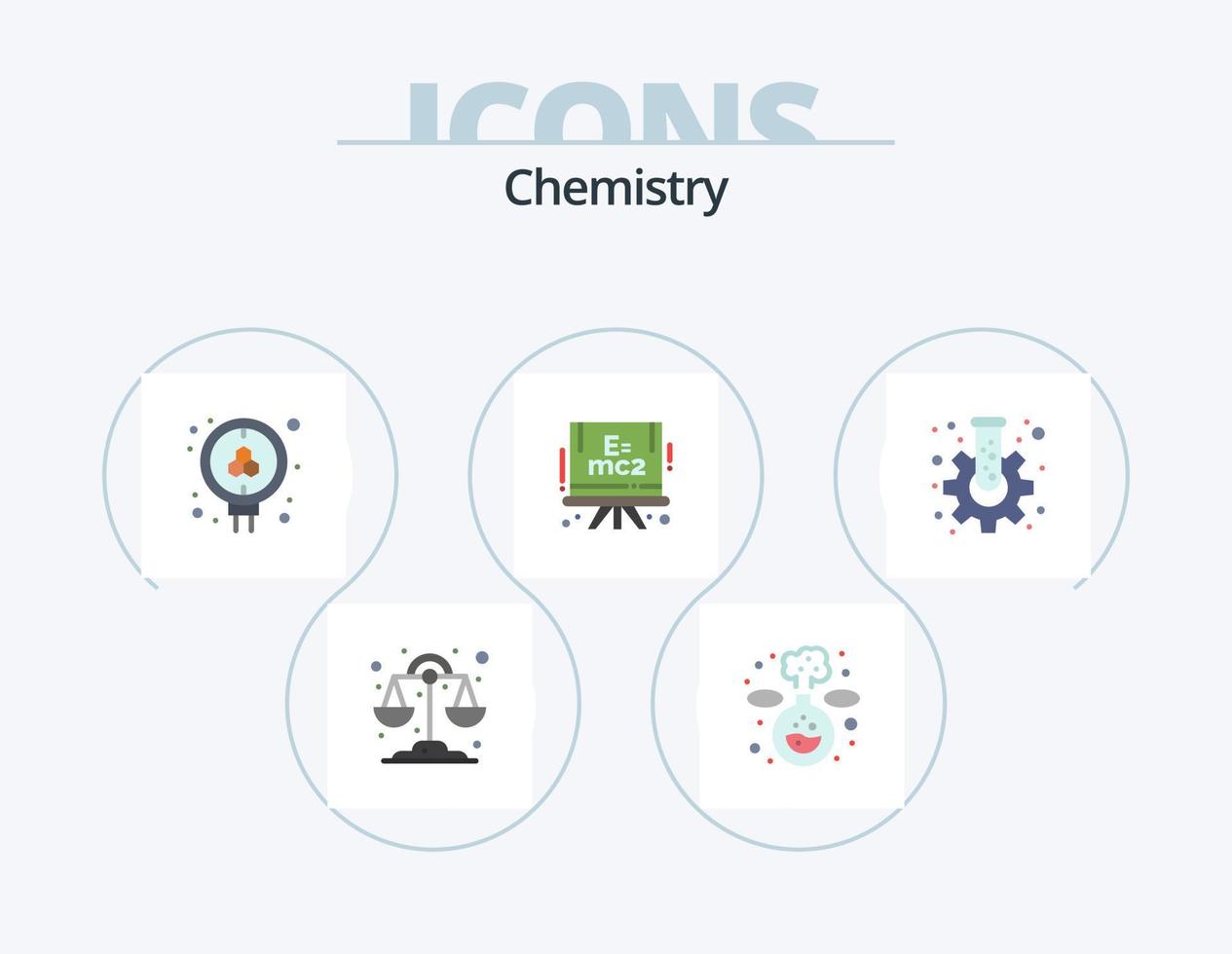 chimie plat icône pack 5 icône conception. . engrenage. science. ballon. science vecteur