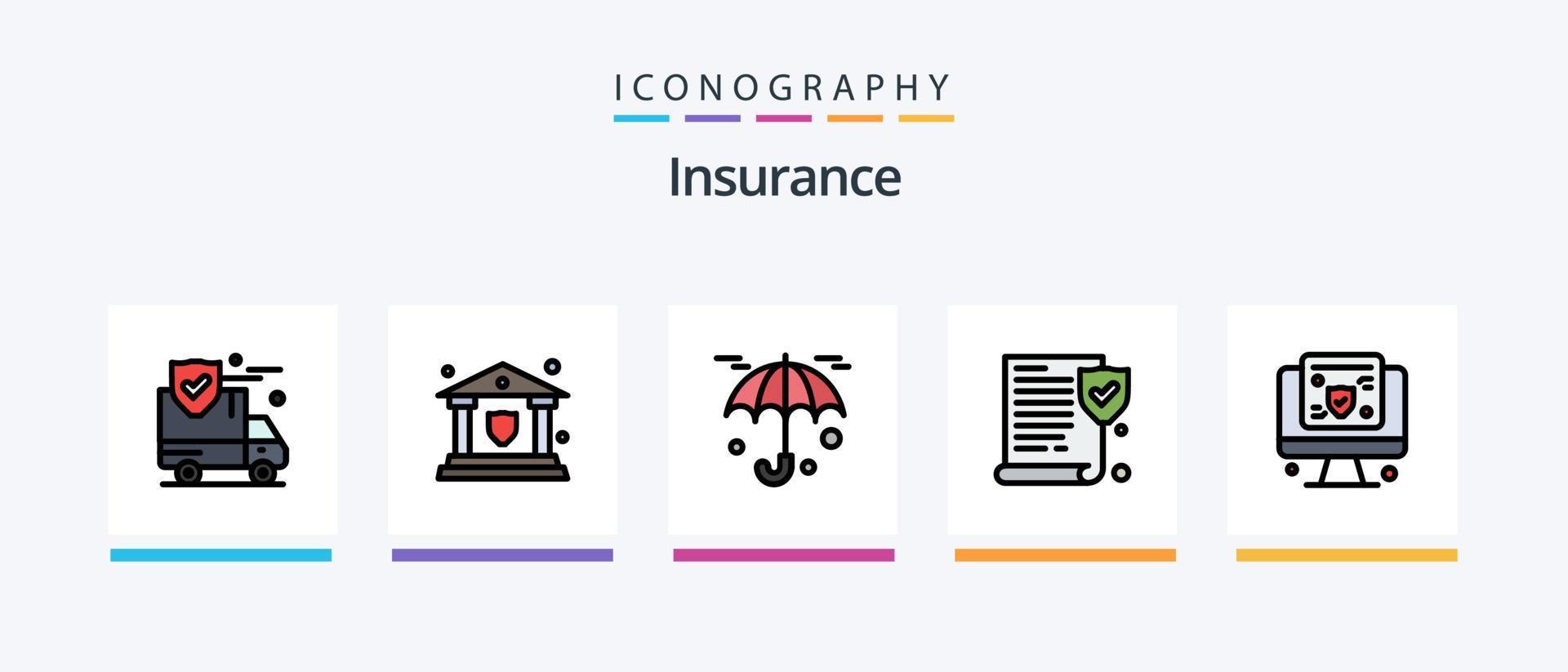 Assurance ligne rempli 5 icône pack comprenant assurance. main. assurance. diamant. filtrer. Créatif Icônes conception vecteur