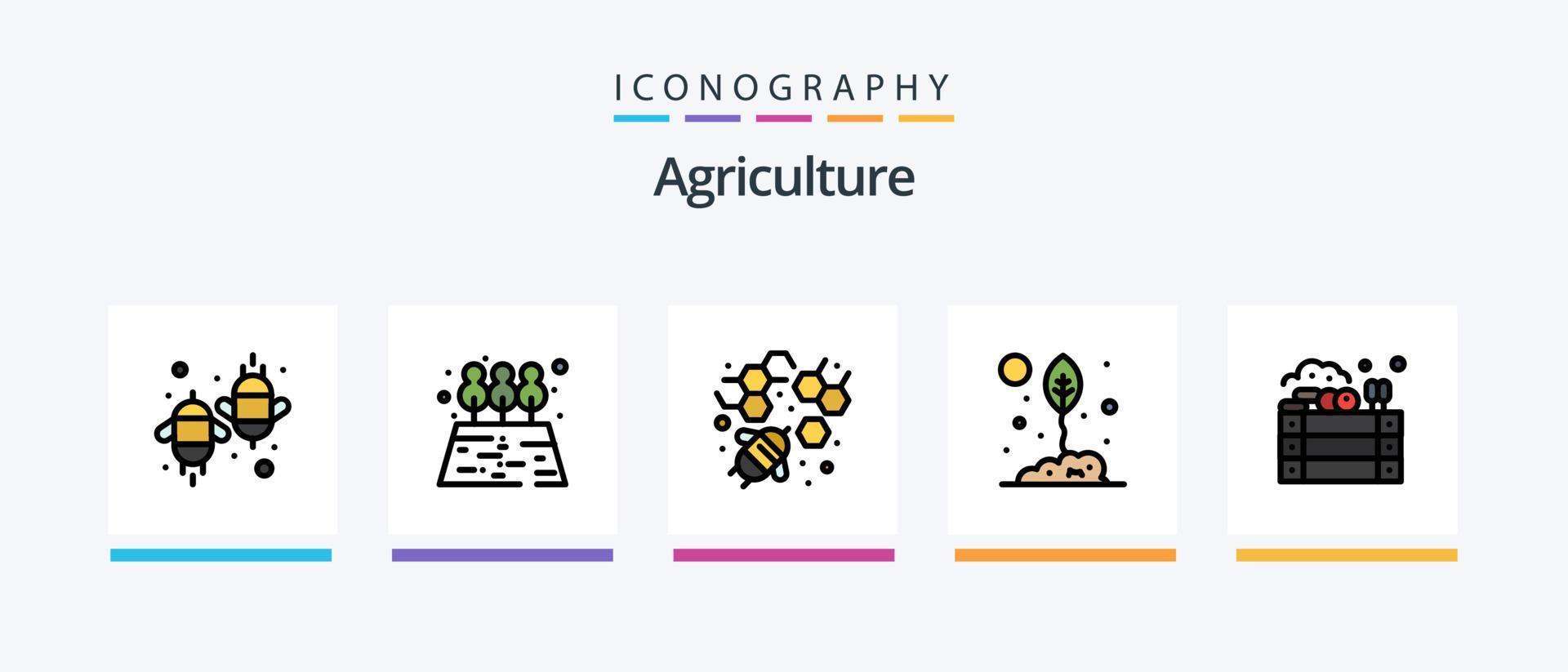 agriculture ligne rempli 5 icône pack comprenant cultiver. agriculture. transporteur. arbre. agriculture. Créatif Icônes conception vecteur