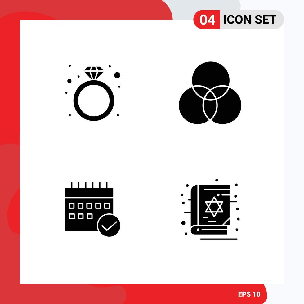 ensemble de commercial solide glyphes pack pour diamant approuvé cadeau roue calendrier modifiable vecteur conception éléments