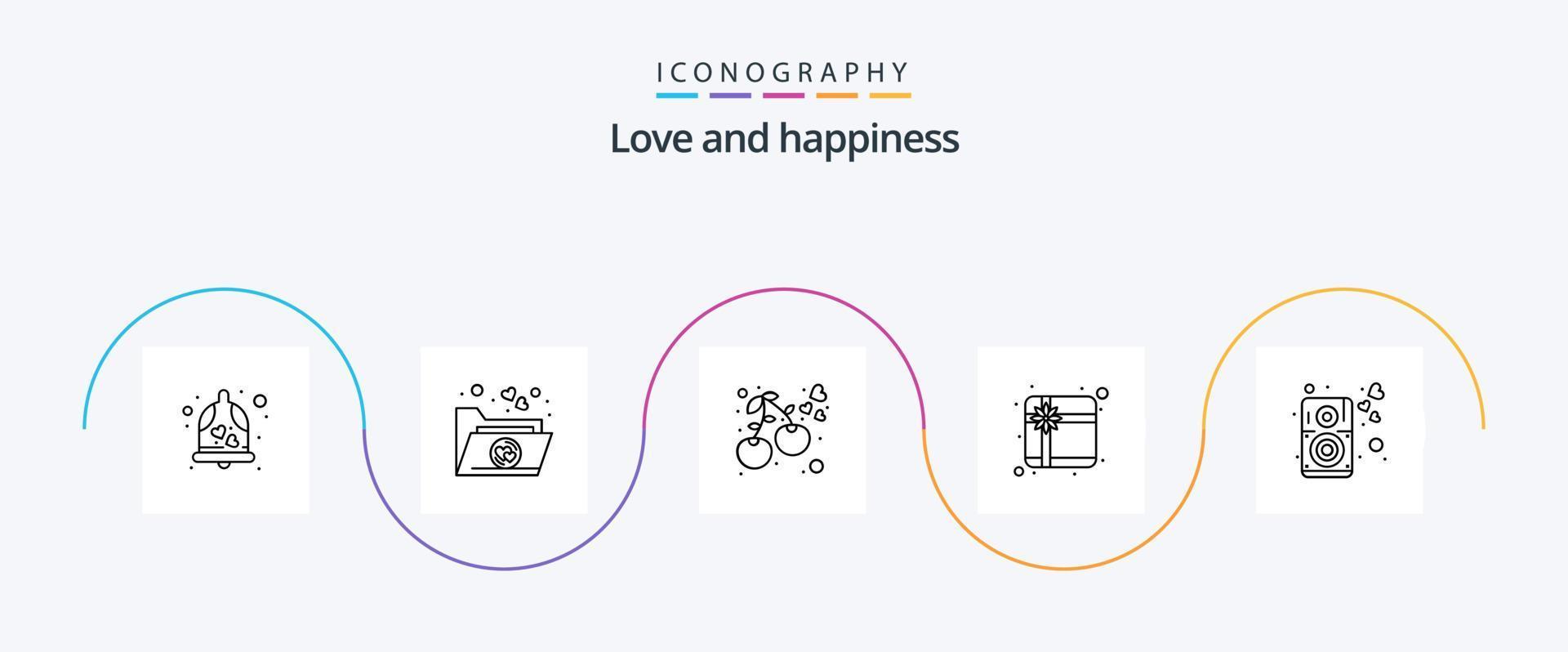 l'amour ligne 5 icône pack comprenant conférencier. fort. baie. cœur. cadeau vecteur