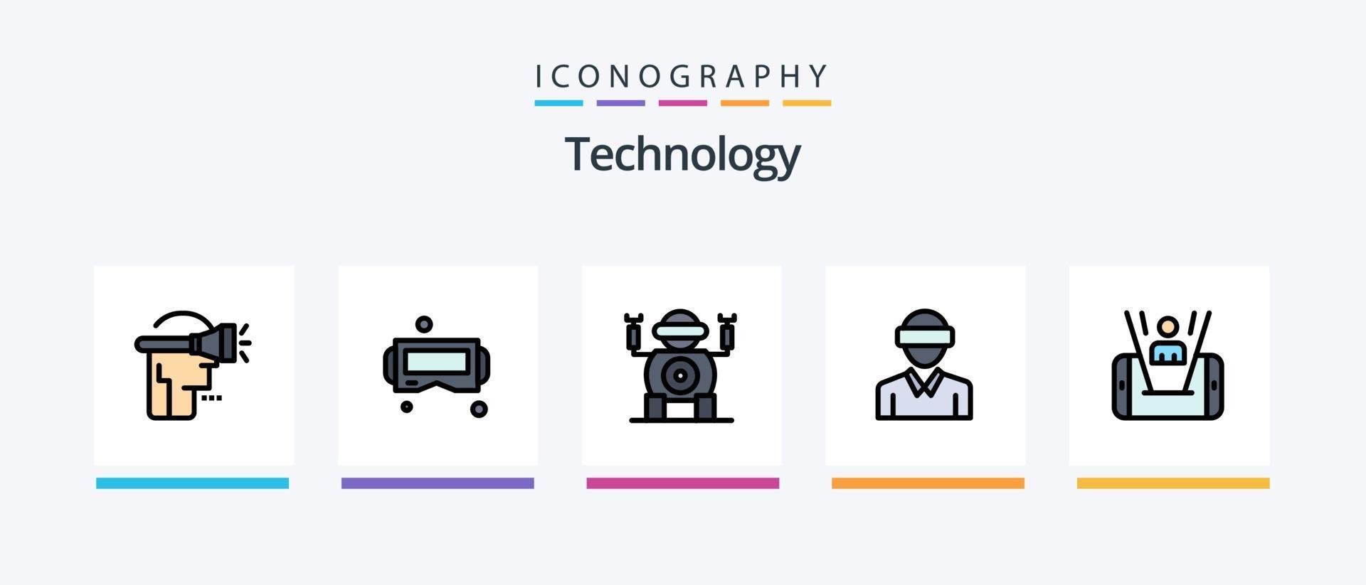 La technologie ligne rempli 5 icône pack comprenant . technologie. ordinateur. cellule. Google. Créatif Icônes conception vecteur