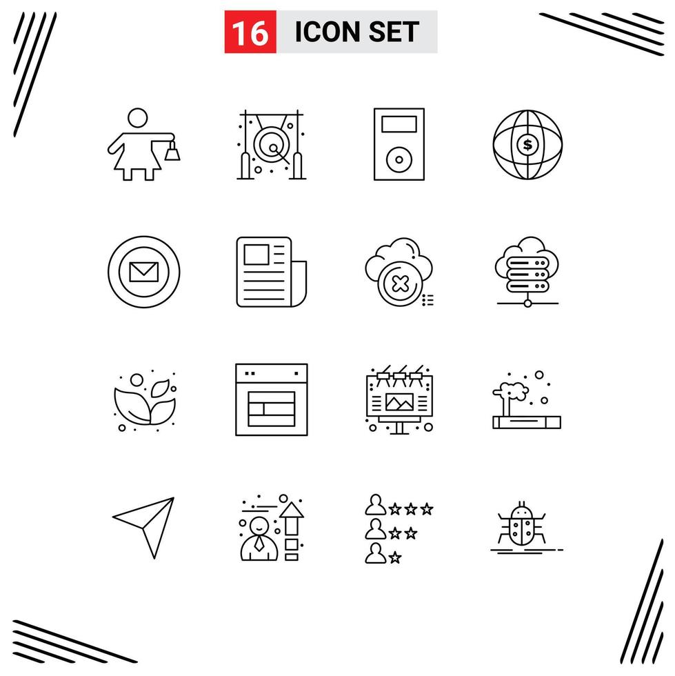 16 contour concept pour sites Internet mobile et applications courrier l'Internet dispositifs globe La technologie modifiable vecteur conception éléments