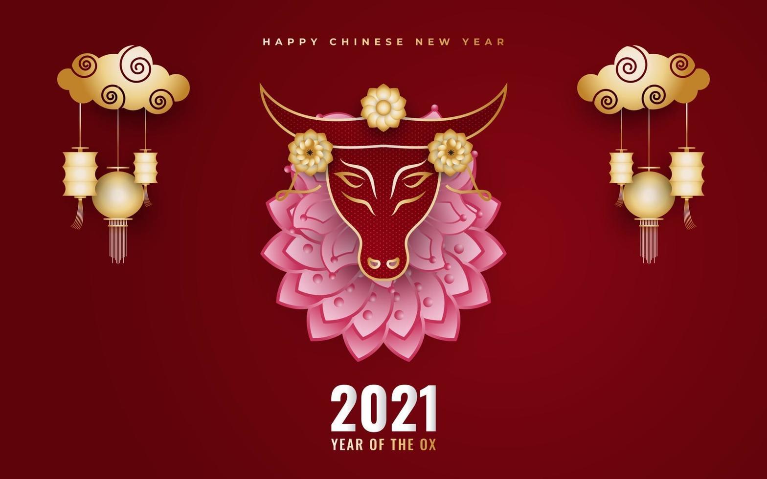 nouvel an chinois 2021 année du bœuf vecteur