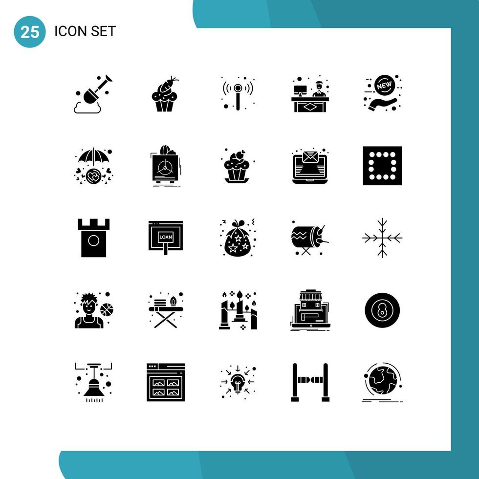 mobile interface solide glyphe ensemble de 25 pictogrammes de vente Nouveau La technologie travail consultant modifiable vecteur conception éléments