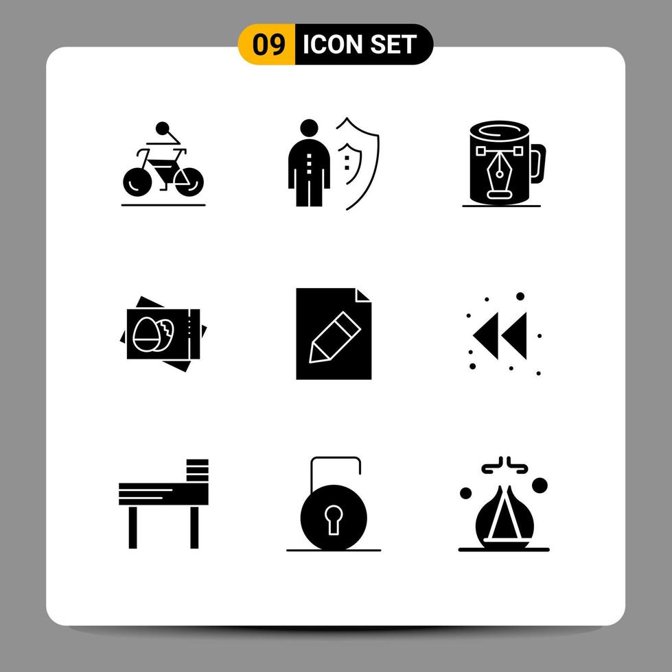 ensemble de 9 commercial solide glyphes pack pour Pâques passe-partout la personne nœuds dessin modifiable vecteur conception éléments