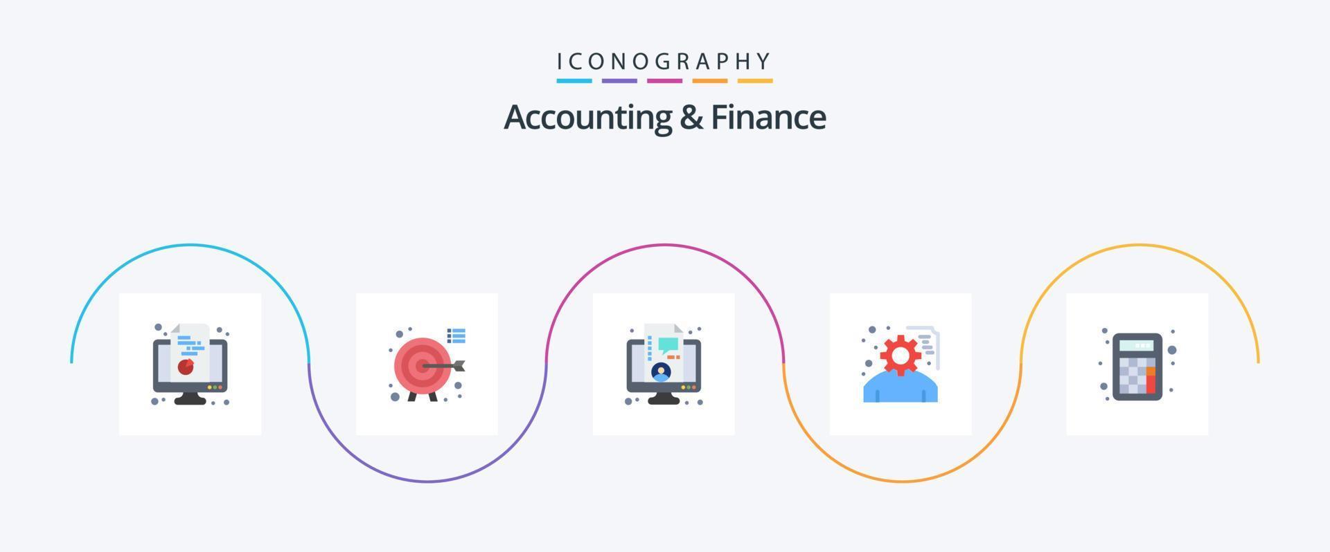 comptabilité et la finance plat 5 icône pack comprenant comptabilité. projet. se concentrer. planification. vivre vecteur