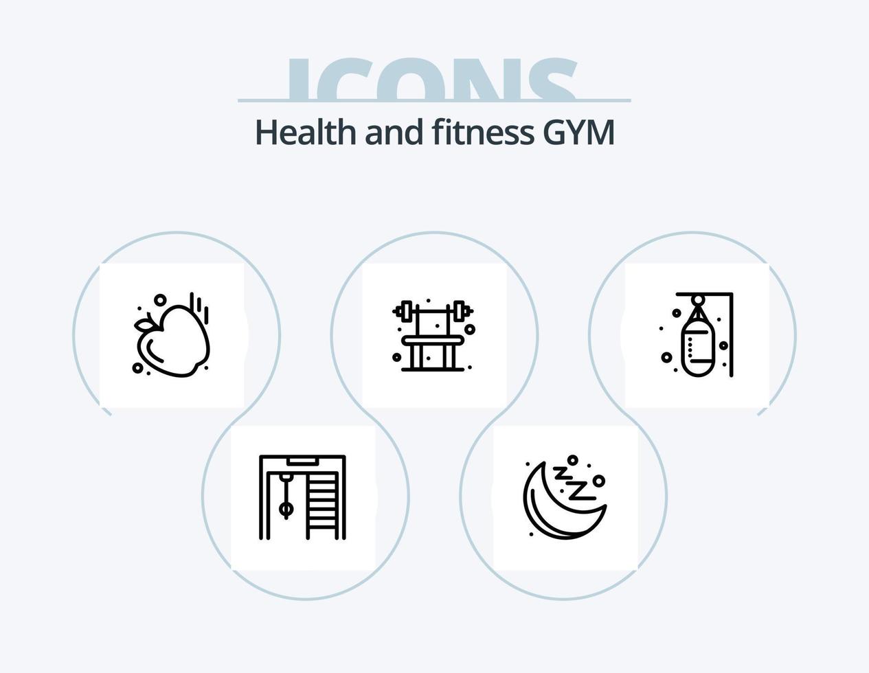Gym ligne icône pack 5 icône conception. des sports. exercer. musculation. note. planche vecteur