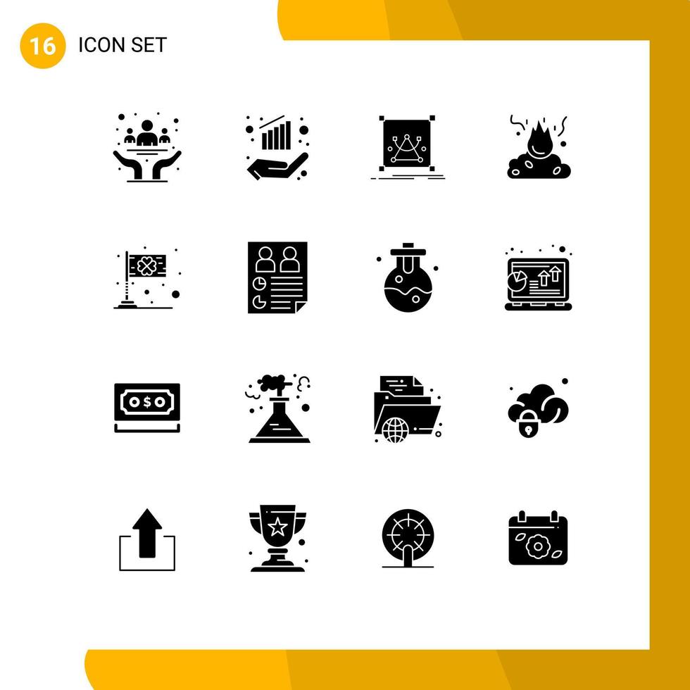 16 Créatif Icônes moderne panneaux et symboles de fumée des ordures main Feu redimensionner modifiable vecteur conception éléments