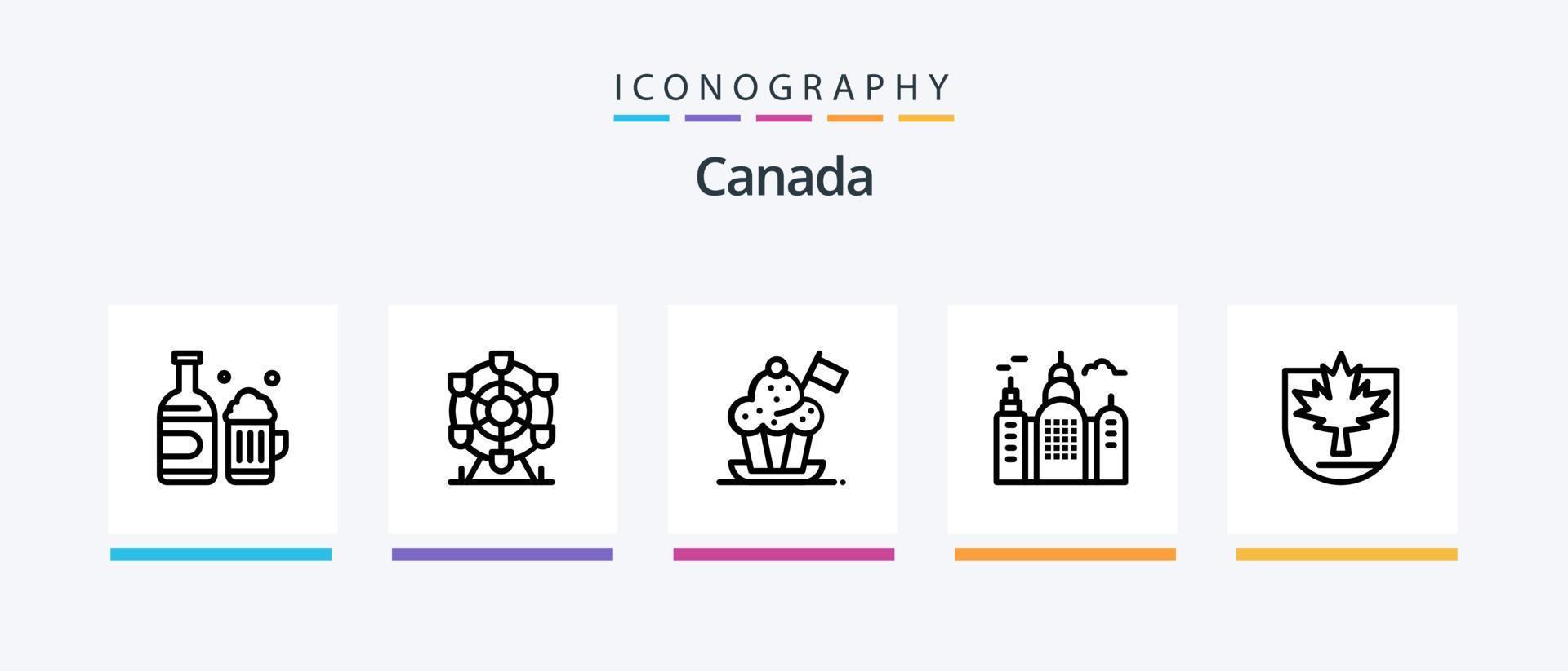 Canada ligne 5 icône pack comprenant cellule. Canada. Canada. maison. Canada. Créatif Icônes conception vecteur