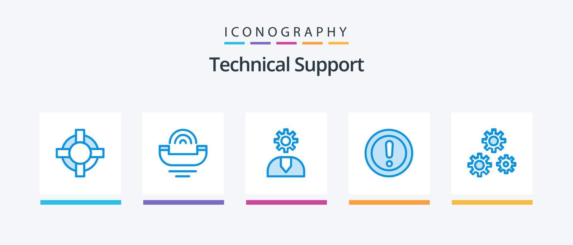 technique soutien bleu 5 icône pack comprenant soutien. note. appel. Info. soutien. Créatif Icônes conception vecteur