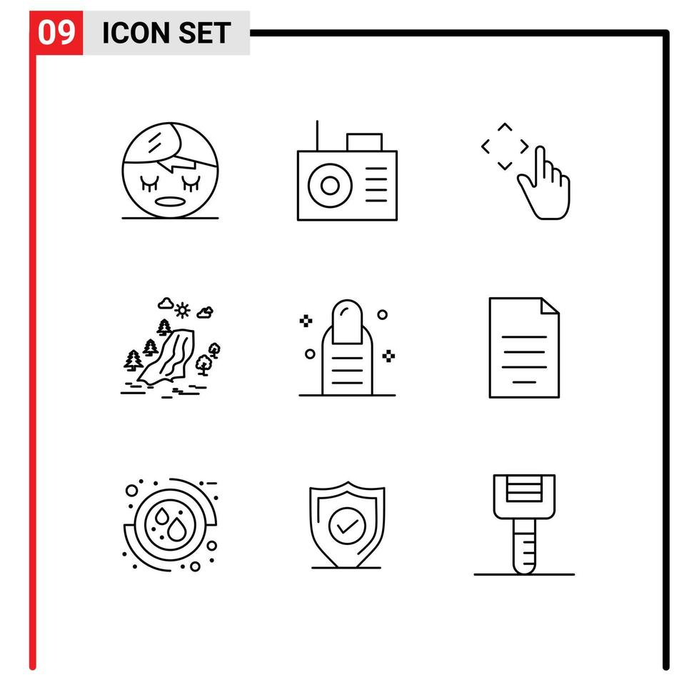 utilisateur interface pack de 9 de base grandes lignes de document pédicure bouge toi beauté des nuages modifiable vecteur conception éléments