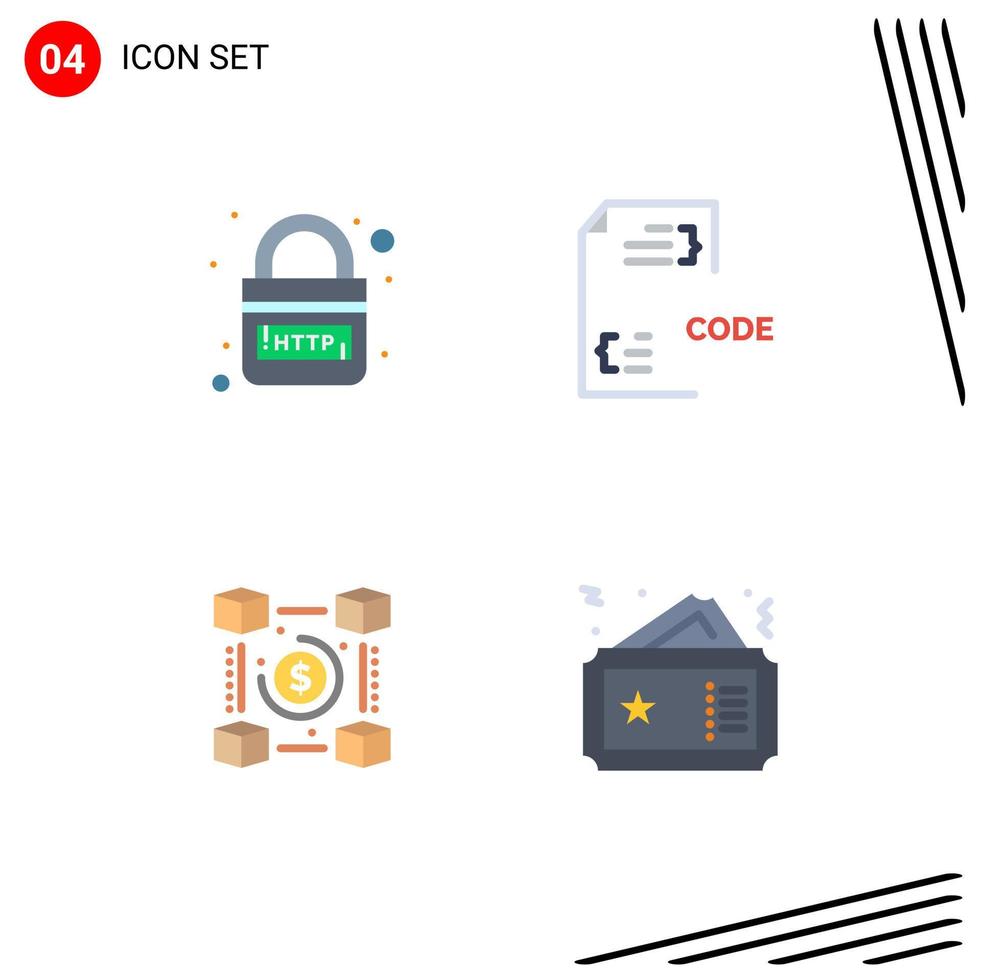 ensemble de 4 moderne ui Icônes symboles panneaux pour domaine document lien codage devise modifiable vecteur conception éléments