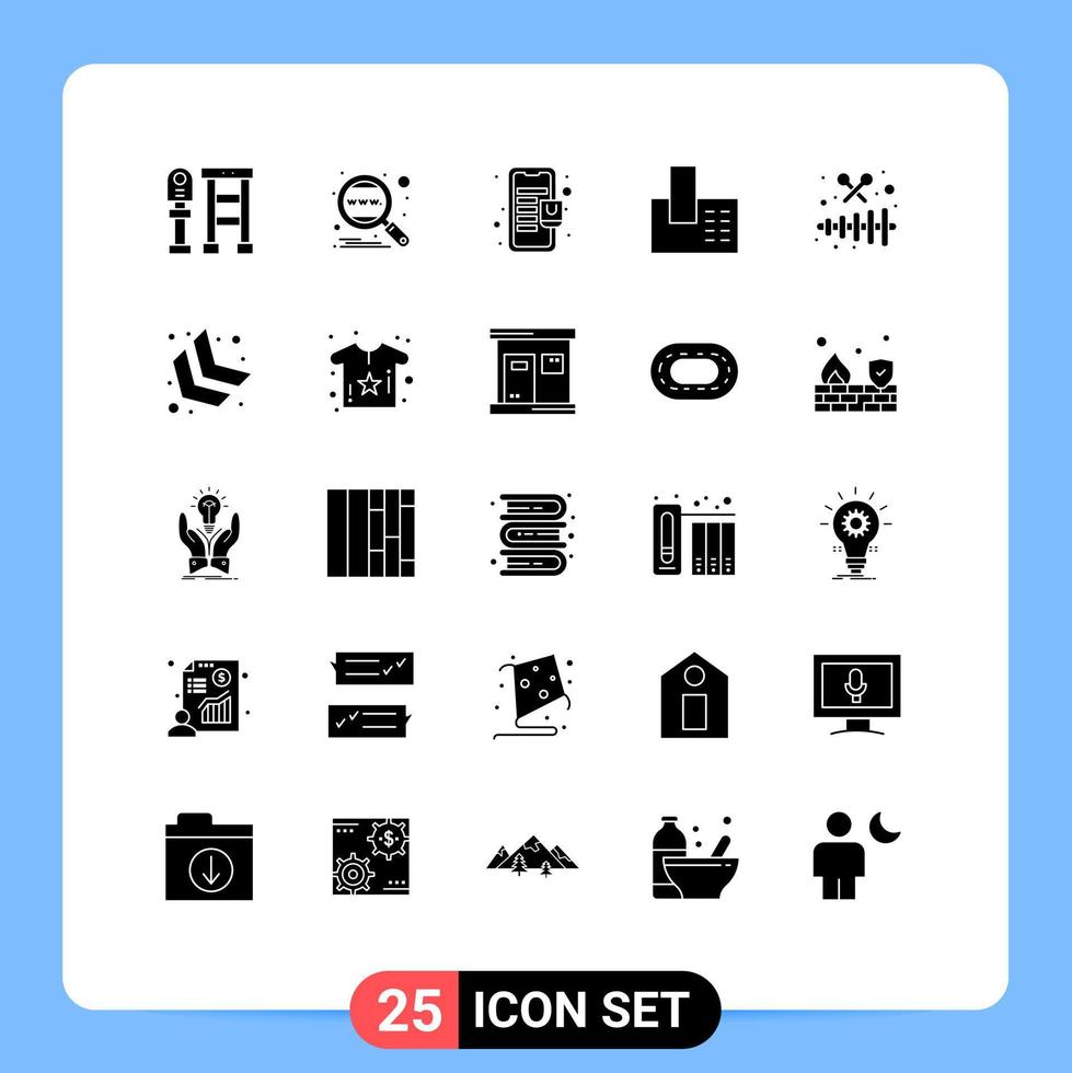 25 universel solide glyphe panneaux symboles de instrument Accueil à l'échelle mondiale appel en ligne boutique modifiable vecteur conception éléments