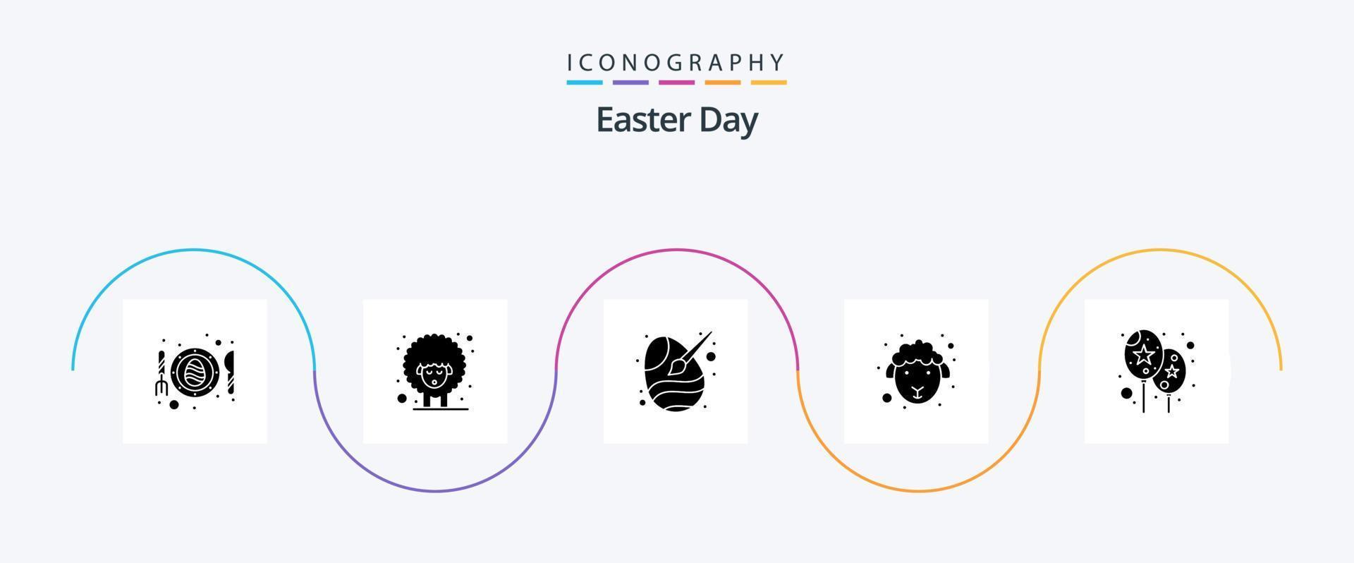 Pâques glyphe 5 icône pack comprenant ballon. agneau. peindre brosse. Pâques. peindre vecteur
