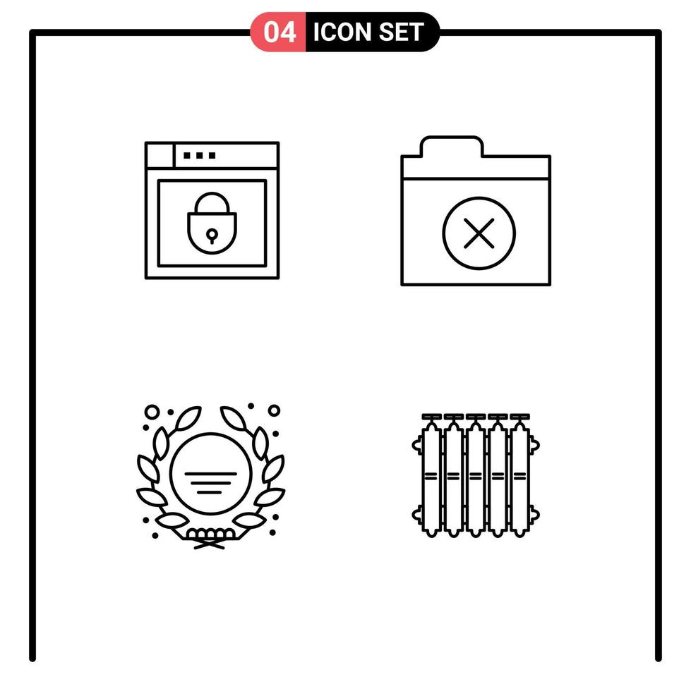 groupe de 4 moderne ligne remplie plat couleurs ensemble pour l'Internet étoile la toile Sécurité dossier radiateur modifiable vecteur conception éléments