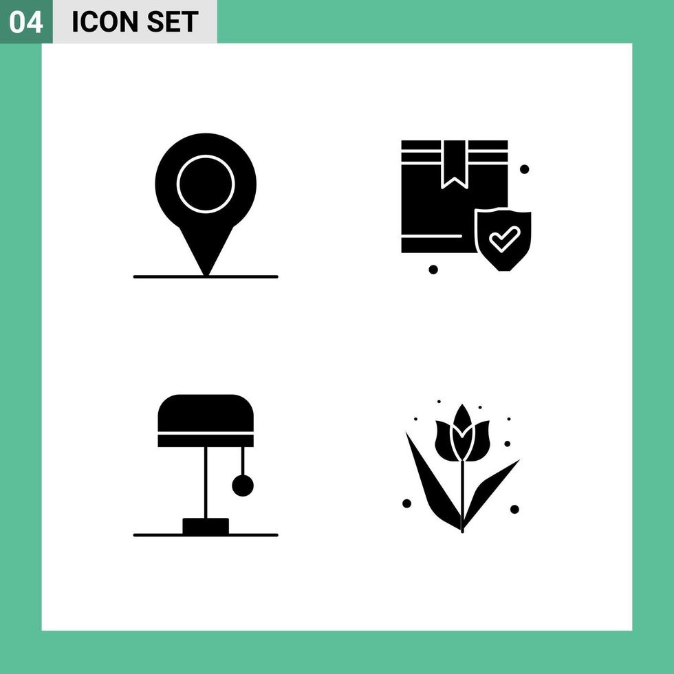 Stock vecteur icône pack de 4 ligne panneaux et symboles pour emplacement décoration protection bureau fleur modifiable vecteur conception éléments
