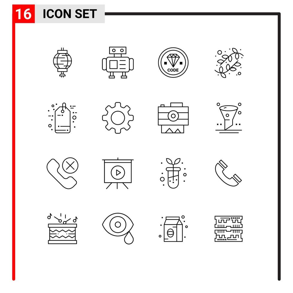 universel icône symboles groupe de 16 moderne grandes lignes de remise la nature codage Pâques bourgeons modifiable vecteur conception éléments