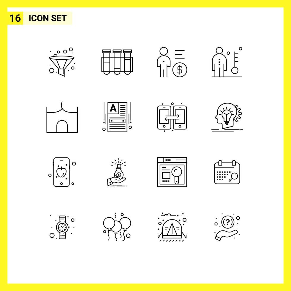 ensemble de 16 moderne ui Icônes symboles panneaux pour la personne emploi affaires Humain la personne modifiable vecteur conception éléments