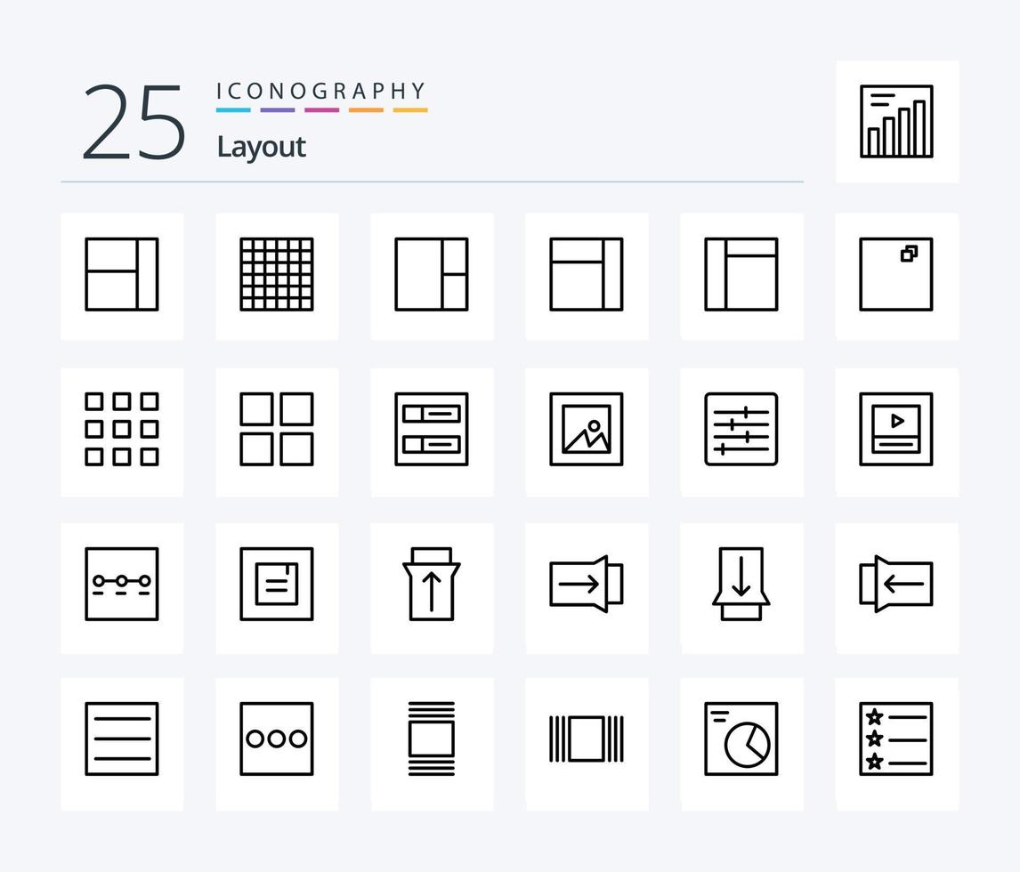 disposition 25 ligne icône pack comprenant options. contrôle. vignettes. photo. image vecteur