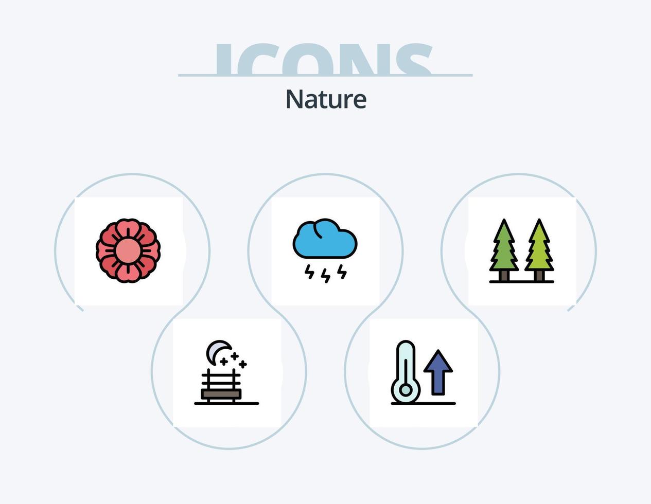 la nature ligne rempli icône pack 5 icône conception. . été. la nature. la nature. la nature vecteur