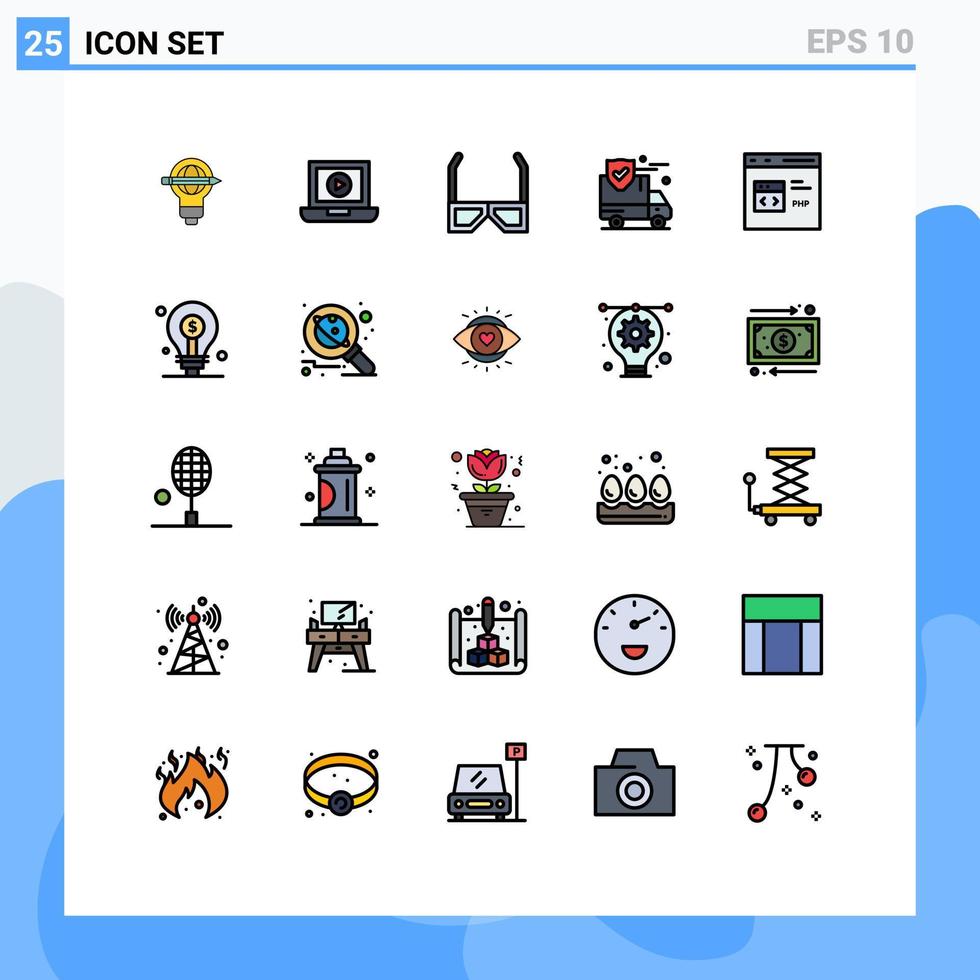 25 Créatif Icônes moderne panneaux et symboles de code Sécurité divertissement protection regarder modifiable vecteur conception éléments