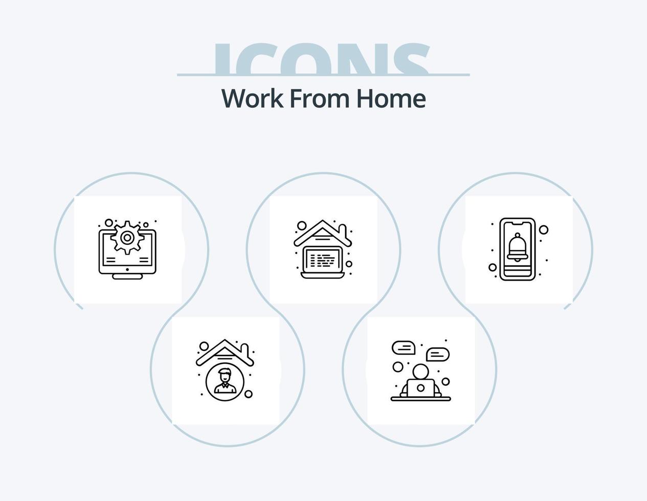 travail de Accueil ligne icône pack 5 icône conception. vidéo conférence. en ligne. document. l'Internet. partage en ligne vecteur