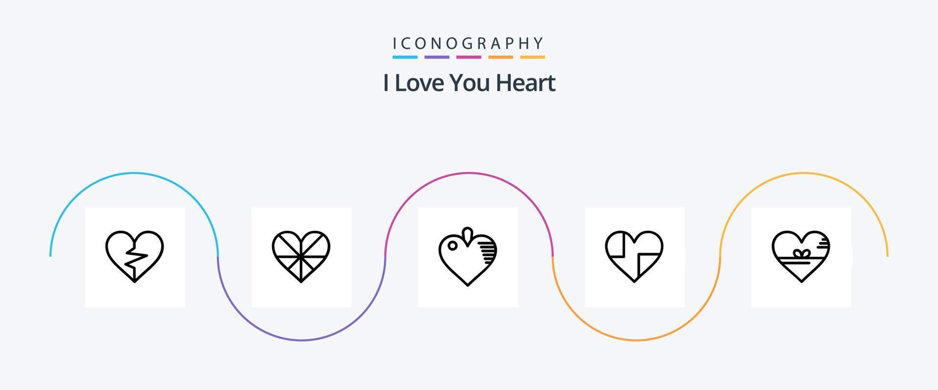 cœur ligne 5 icône pack comprenant Chocolat. comme. préféré. l'amour. l'amour vecteur